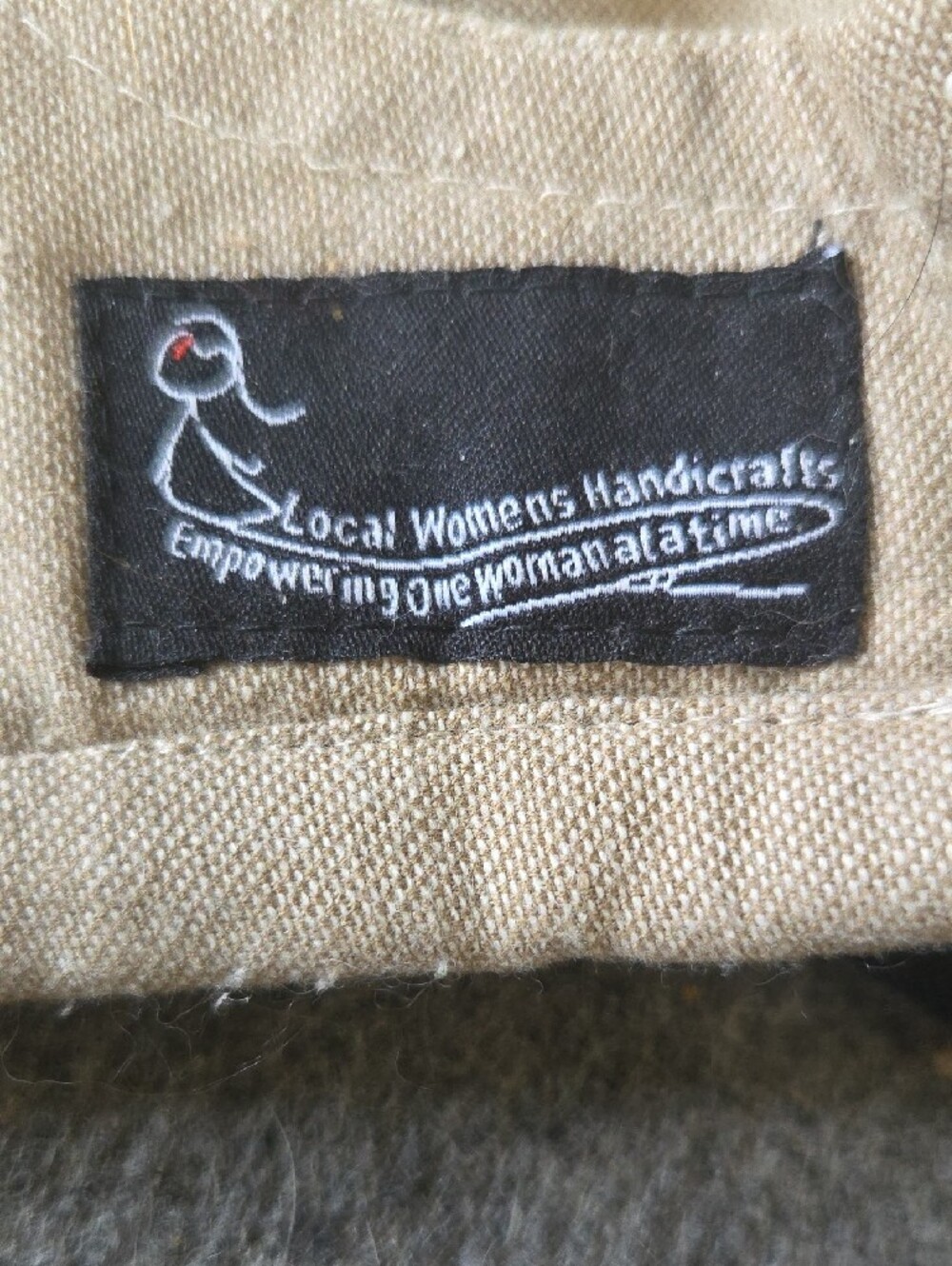 Canvas Crossbody Bag with Fish Embroidery - Beige - Picture 4 of 7